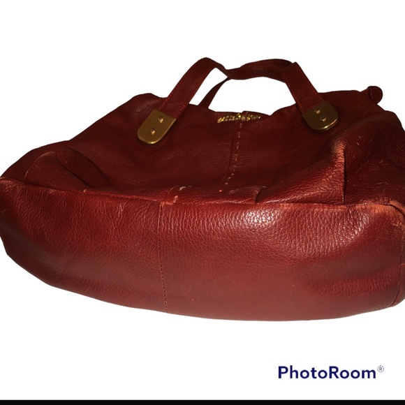 Hidesign Gen Leather Lrg Red Shoulder Bag w/gld hardware Good Preloved Condition - Picture 13 of 15